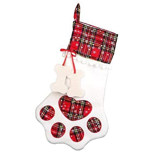  HBOS Christmas Stockings Big Pet Dog Paw Christmas Stockings Fireplace Hanging Stockings for Christmas Decorations