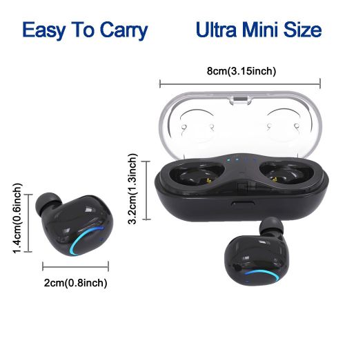  Mini Earbuds Wireless Bluetooth HBQ Truly Wireless Stereo Bluetooth HBQ-Q18V4.2+EDR Bluetooth Headphone Stereo with Charging Case(2PCS, Black)