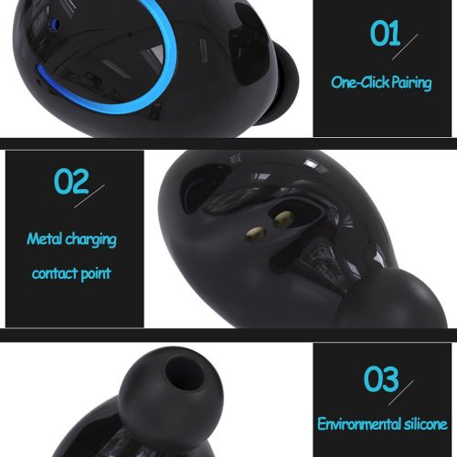  Mini Earbuds Wireless Bluetooth HBQ Truly Wireless Stereo Bluetooth HBQ-Q18V4.2+EDR Bluetooth Headphone Stereo with Charging Case(2PCS, Black)