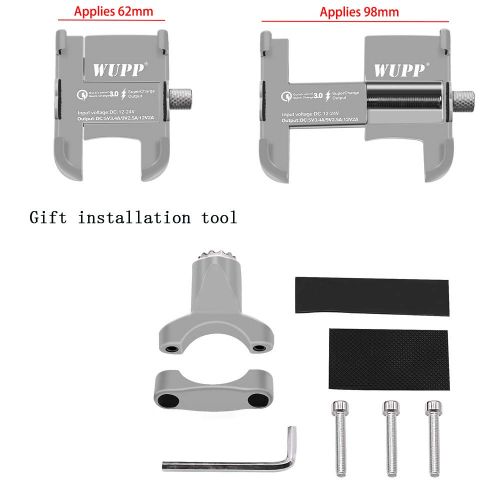  HBRT Motorcycle Mobile Phone Mount, Multi-Function Bracket Aluminum Alloy Waterproof, QC3.0 Fast Charge for 4-6 Inch Screen Phone