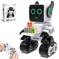 [아마존베스트]HBUDS Robots for Kids, Remote Control Robot Toy Intelligent Interactive Robot LED Light Speaks Dance Moves Built-in Coin Bank Programmable Rechargeable RC Robot Kit (White)