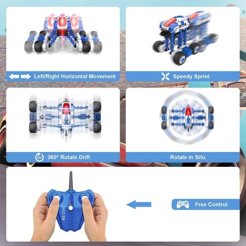  HBUDS Remote Control Car for Boys, RC Cars 4WD Off Road Monster Trucks High Speed Rechargeable Cars Toys, RC Stunt Car 360° Flips Rotating Vehicles, Present Gift for Kids Girls & Boys Ag