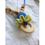 HBecotoys Nursing necklace for new mom pregnant friend teething necklace with juniper ring and blue flower