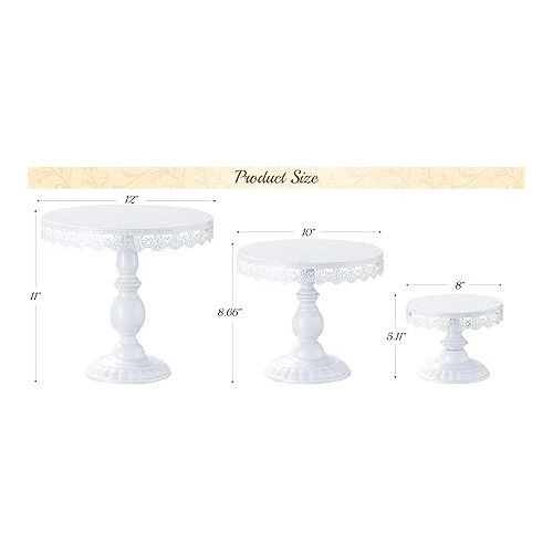  HBlife 3 PCS Vintage Cake Stand, White Cake Stand Set Disc Diameter 8