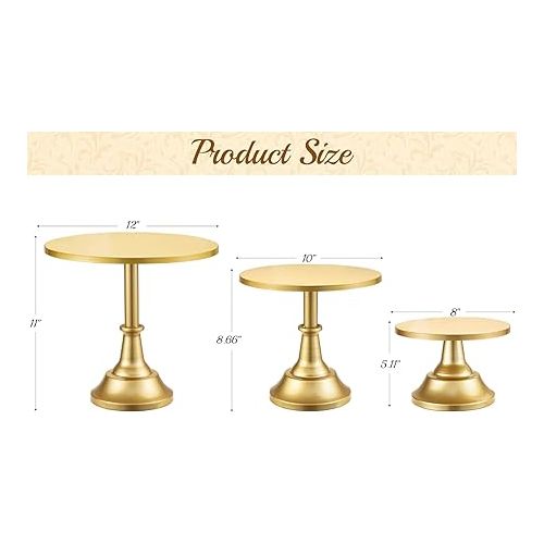  HBlife 3 Pcs Cake Stand, Gold Cake Stand Set Disc Diameter 8