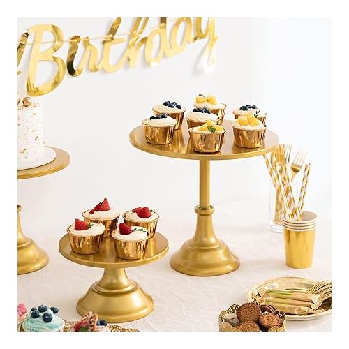  HBlife 3 Pcs Cake Stand, Gold Cake Stand Set Disc Diameter 8