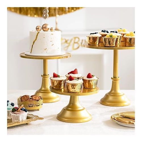  HBlife 3 Pcs Cake Stand, Gold Cake Stand Set Disc Diameter 8