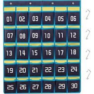 HBlife 30 Pockets Numbered Classroom Organizer Pocket Chart Cell Phones Holder Wall Door Hanging Storage Bag (Blue, 1 Pack)