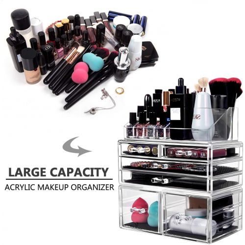  [아마존 핫딜] HBlife hblife Makeup Organizer 3 Pieces Acrylic Cosmetic Storage Drawers and Jewelry Display Box