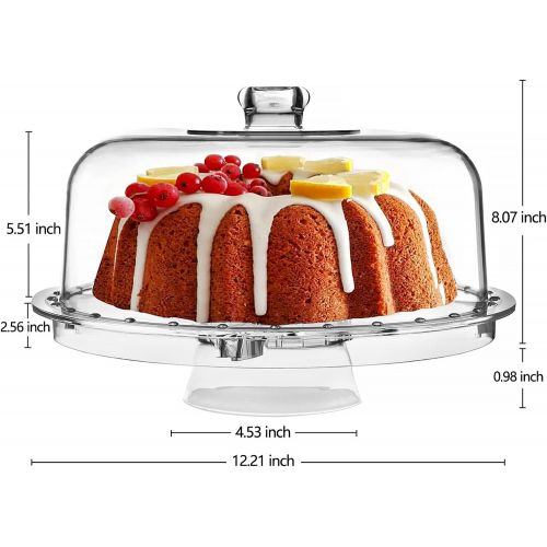  HBlife Acrylic Cake Stand Multifunctional Serving Platter and Cake Plate With Dome (6 Uses)