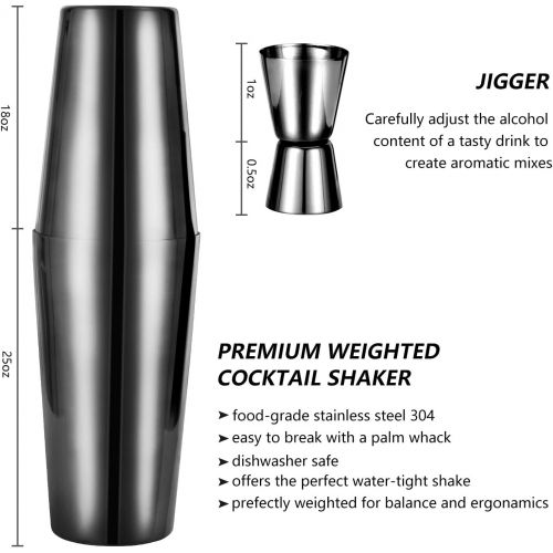  [아마존베스트]HabiLife 21 Piece Cocktail Shaker Set - Stainless Steel Bartender Kit Bar Set with 25oz/18oz Boston Shaker, Muddler, Double Jigger, Mixing Spoon & More, Perfect for Home Bars and P