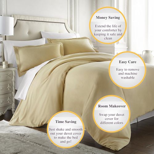  HC COLLECTION Hotel Luxury 3pc Duvet Cover Set-1500 Thread Count Egyptian Quality Ultra Silky Soft Premium Bedding Collection-King Size Camel