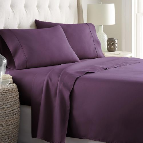  HC COLLECTION Hotel Luxury Bed Sheets Set- 1800 Series Platinum Collection-Deep Pocket,Wrinkle & Fade Resistant (King,Eggplant)