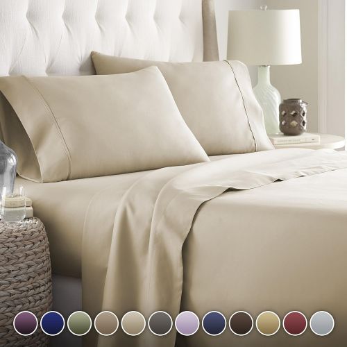  HC COLLECTION Hotel Luxury Bed Sheets Set 1800 Series Platinum Collection Softest Bedding, Deep Pocket,Wrinkle & Fade Resistant(Twin, Taupe)