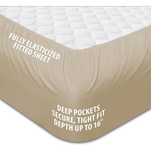  HC COLLECTION Hotel Luxury Bed Sheets Set 1800 Series Platinum Collection Softest Bedding, Deep Pocket,Wrinkle & Fade Resistant(Twin, Taupe)