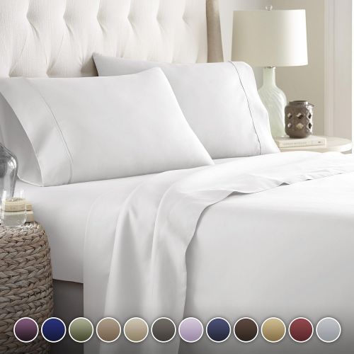  HC COLLECTION Hotel Luxury Bed Sheets Set- 1800 Series Platinum Collection-Deep Pocket, Wrinkle & Fade Resistant(Full,White)