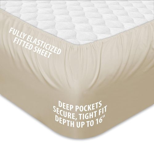  HC COLLECTION Hotel Luxury Bed Sheets Set- 1800 Series Platinum Collection-Deep Pocket,Wrinkle & Fade Resistant (King,Cream)