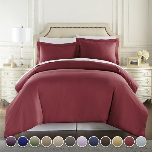  [아마존 핫딜] [아마존핫딜]HC COLLECTION Hotel Luxury 3pc Duvet Cover Set-1500 Thread Count Egyptian Quality Ultra Silky Soft Premium Bedding Collection-King Size Burgundy