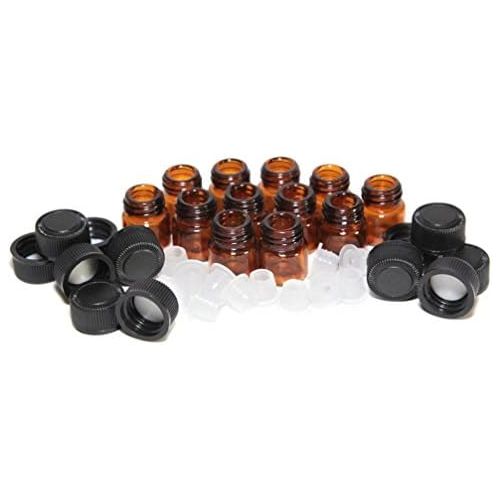  HCFKJ Flasche AEtherische OEle 12pc 1 ml Amber wesentliche OElflasche mit Reducer und Kappe