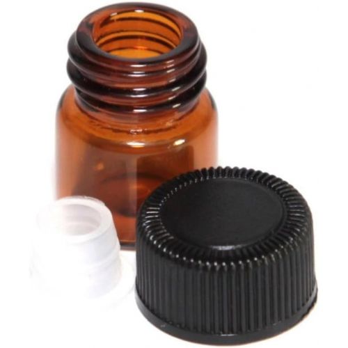  HCFKJ Flasche AEtherische OEle 12pc 1 ml Amber wesentliche OElflasche mit Reducer und Kappe