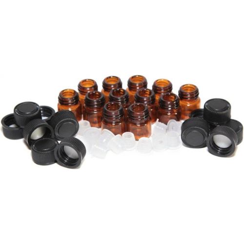  HCFKJ Flasche AEtherische OEle 12pc 1 ml Amber wesentliche OElflasche mit Reducer und Kappe