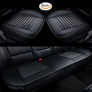 HCMAX Four Seasons Breathable Car Interior Seat Cushion Cover Edge Wrapping Pad Mat for Auto Car Supplies PU Leather Bamboo Charcoal Black 3 Pack