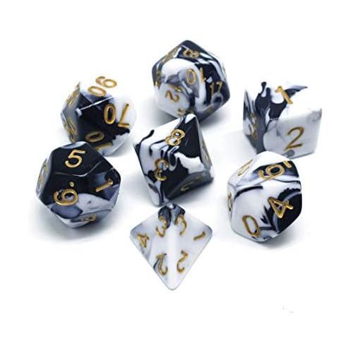  [아마존베스트]HD DND Dice Set RPG Polyhedral Dice Fit Dungeons and Dragons(D&D) Pathfinder (Black&White)