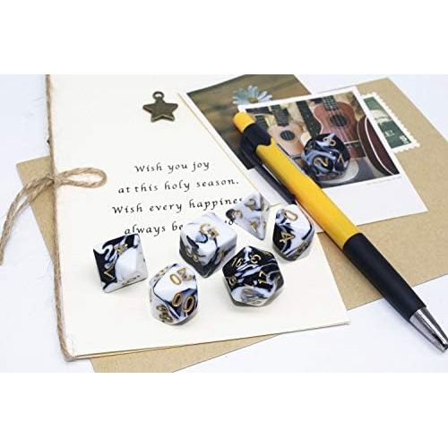  [아마존베스트]HD DND Dice Set RPG Polyhedral Dice Fit Dungeons and Dragons(D&D) Pathfinder (Black&White)