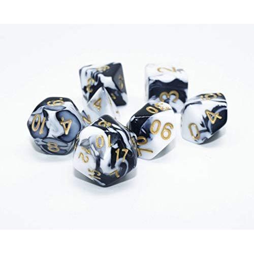  [아마존베스트]HD DND Dice Set RPG Polyhedral Dice Fit Dungeons and Dragons(D&D) Pathfinder (Black&White)