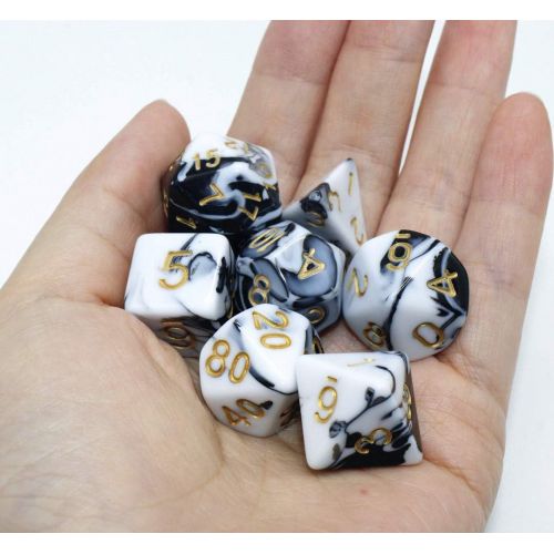  [아마존베스트]HD DND Dice Set RPG Polyhedral Dice Fit Dungeons and Dragons(D&D) Pathfinder (Black&White)