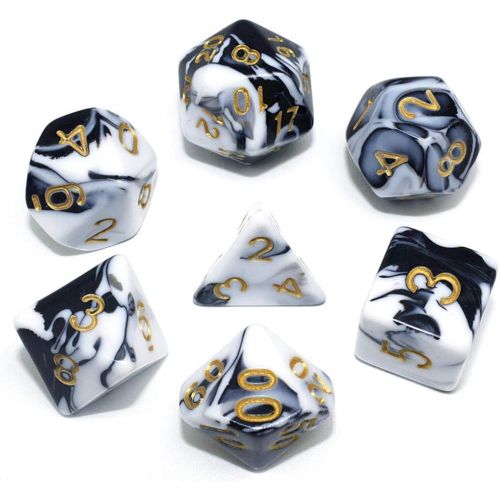  [아마존베스트]HD DND Dice Set RPG Polyhedral Dice Fit Dungeons and Dragons(D&D) Pathfinder (Black&White)