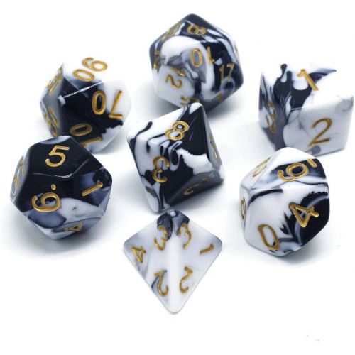  [아마존베스트]HD DND Dice Set RPG Polyhedral Dice Fit Dungeons and Dragons(D&D) Pathfinder (Black&White)