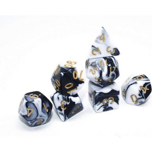  [아마존베스트]HD DND Dice Set RPG Polyhedral Dice Fit Dungeons and Dragons(D&D) Pathfinder (Black&White)