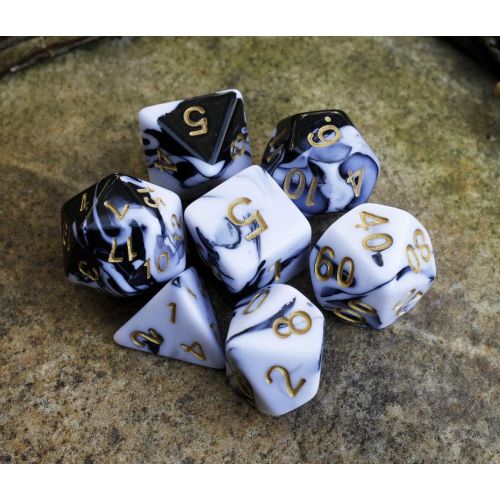  [아마존베스트]HD DND Dice Set RPG Polyhedral Dice Fit Dungeons and Dragons(D&D) Pathfinder (Black&White)