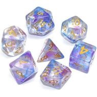 [아마존베스트]HD Polyhedral Dice Sets DND Game Dice for Dungeons and Dragons(D&D) Role Playing Game(RPG) MTG Pathfinder Table Game Dice Flowing Series Double Color Transparent Dice (Purple-Blue)