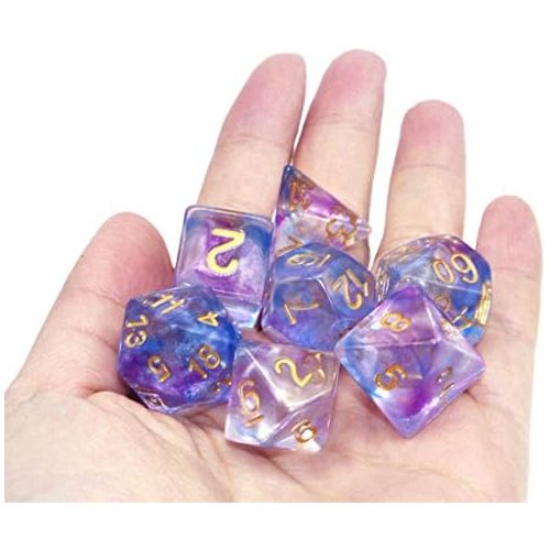  [아마존베스트]HD Polyhedral Dice Sets DND Game Dice for Dungeons and Dragons(D&D) Role Playing Game(RPG) MTG Pathfinder Table Game Dice Flowing Series Double Color Transparent Dice (Purple-Blue)