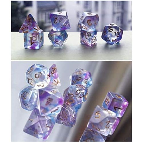  [아마존베스트]HD Polyhedral Dice Sets DND Game Dice for Dungeons and Dragons(D&D) Role Playing Game(RPG) MTG Pathfinder Table Game Dice Flowing Series Double Color Transparent Dice (Purple-Blue)