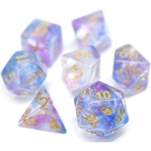  [아마존베스트]HD Polyhedral Dice Sets DND Game Dice for Dungeons and Dragons(D&D) Role Playing Game(RPG) MTG Pathfinder Table Game Dice Flowing Series Double Color Transparent Dice (Purple-Blue)