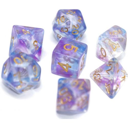  [아마존베스트]HD Polyhedral Dice Sets DND Game Dice for Dungeons and Dragons(D&D) Role Playing Game(RPG) MTG Pathfinder Table Game Dice Flowing Series Double Color Transparent Dice (Purple-Blue)