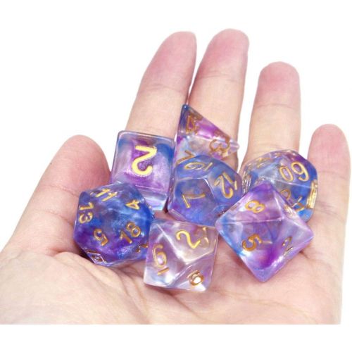  [아마존베스트]HD Polyhedral Dice Sets DND Game Dice for Dungeons and Dragons(D&D) Role Playing Game(RPG) MTG Pathfinder Table Game Dice Flowing Series Double Color Transparent Dice (Purple-Blue)