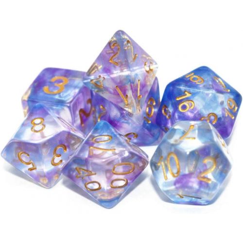  [아마존베스트]HD Polyhedral Dice Sets DND Game Dice for Dungeons and Dragons(D&D) Role Playing Game(RPG) MTG Pathfinder Table Game Dice Flowing Series Double Color Transparent Dice (Purple-Blue)