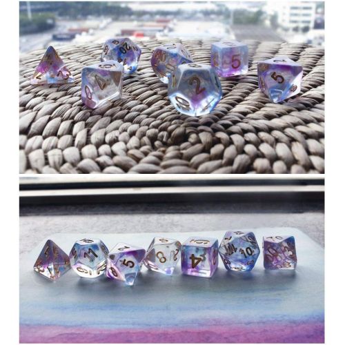  [아마존베스트]HD Polyhedral Dice Sets DND Game Dice for Dungeons and Dragons(D&D) Role Playing Game(RPG) MTG Pathfinder Table Game Dice Flowing Series Double Color Transparent Dice (Purple-Blue)