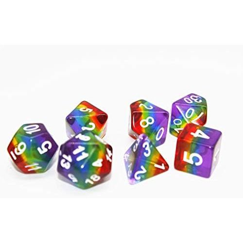  [아마존베스트]Polyhedral DND Dice Set Transparent Rainbow Dice Compatible Dungeons and Dragons Role Playing Game(RPG),MTG,Pathfinder,Table Game,Board Games Dice Set (Upgrade Rainbow)