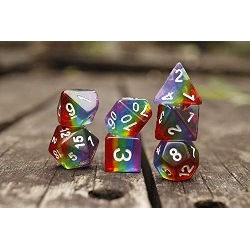  [아마존베스트]Polyhedral DND Dice Set Transparent Rainbow Dice Compatible Dungeons and Dragons Role Playing Game(RPG),MTG,Pathfinder,Table Game,Board Games Dice Set (Upgrade Rainbow)