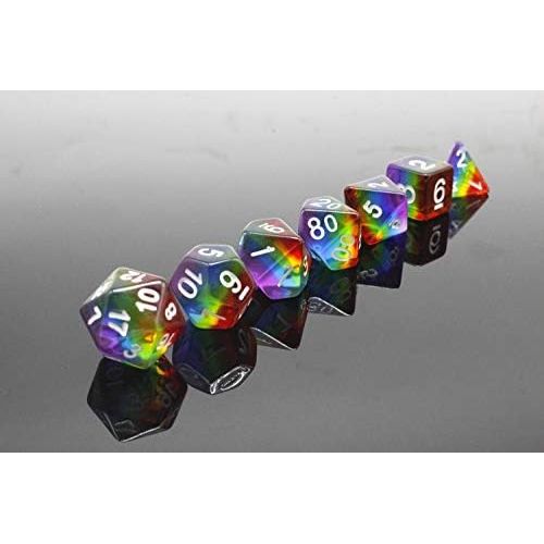  [아마존베스트]Polyhedral DND Dice Set Transparent Rainbow Dice Compatible Dungeons and Dragons Role Playing Game(RPG),MTG,Pathfinder,Table Game,Board Games Dice Set (Upgrade Rainbow)