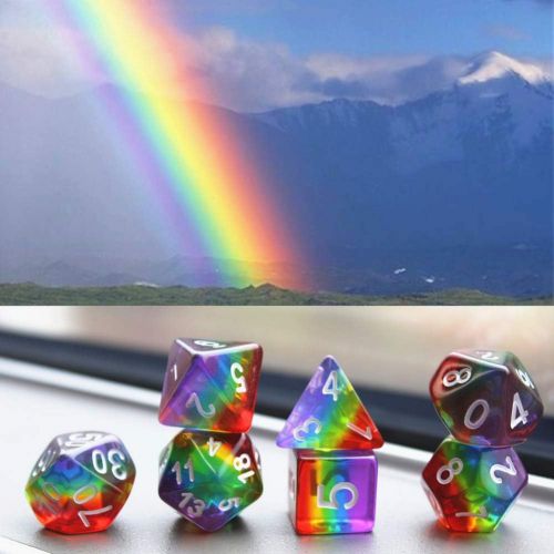  [아마존베스트]Polyhedral DND Dice Set Transparent Rainbow Dice Compatible Dungeons and Dragons Role Playing Game(RPG),MTG,Pathfinder,Table Game,Board Games Dice Set (Upgrade Rainbow)