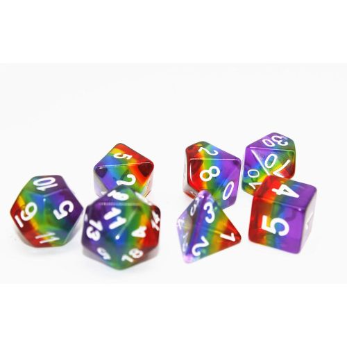  [아마존베스트]Polyhedral DND Dice Set Transparent Rainbow Dice Compatible Dungeons and Dragons Role Playing Game(RPG),MTG,Pathfinder,Table Game,Board Games Dice Set (Upgrade Rainbow)