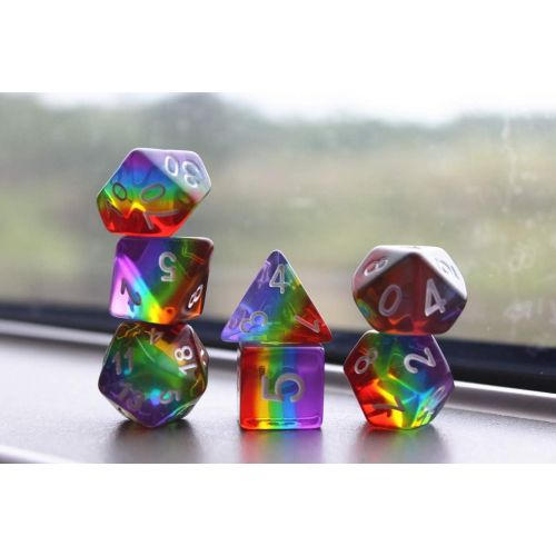  [아마존베스트]Polyhedral DND Dice Set Transparent Rainbow Dice Compatible Dungeons and Dragons Role Playing Game(RPG),MTG,Pathfinder,Table Game,Board Games Dice Set (Upgrade Rainbow)