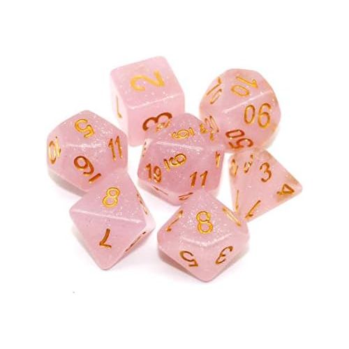  [아마존베스트]Polyhedral DND Dice Sets for Dungeons and Dragons(D&D) Role Playing Game(RPG),MTG,Pathfinder,Table Game Pink Translucent Sparkle Dice