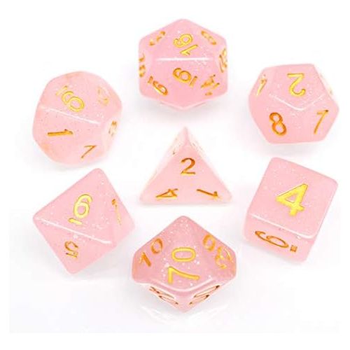  [아마존베스트]Polyhedral DND Dice Sets for Dungeons and Dragons(D&D) Role Playing Game(RPG),MTG,Pathfinder,Table Game Pink Translucent Sparkle Dice